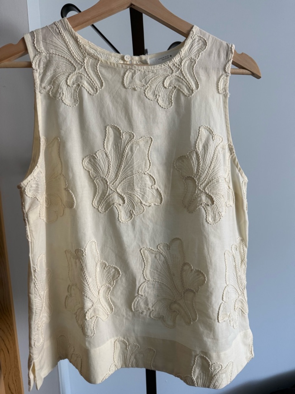 Zara Cream Embroidered Top + Pants M